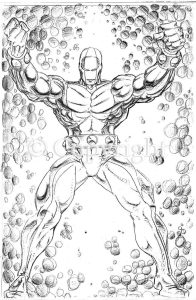 Comic book hero character pencil art
