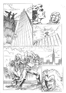 Comic book art page pencil drawing