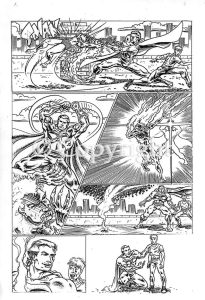 Comic book art page pencil drawing