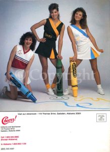 Back cover for cheerleader uniform company catalog circa 1987